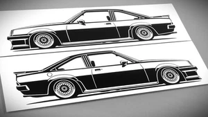 Juego de pegatinas Silhouette Opel Manta B GSI L+R BBS 215x57 mm negro brillo - Imagen 1 de 21