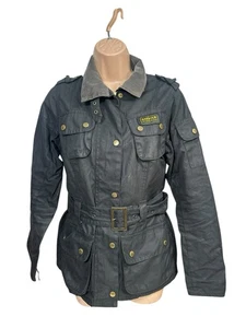 Chaqueta motera Barbour International de cera negra para mujer £249 talla UK 8 US 4 EU 34 - Imagen 1 de 10