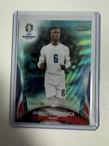 2024 Topps Chrome Uefa Euro - Eduardo Camavinga #95 Neon Aqua Refractor 154/199 - Bild 1 von 2