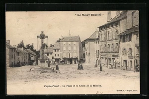 CPA Fay-le-Froid, La Place et la Croix de la Mission, Hotel Dupré - Picture 1 of 2