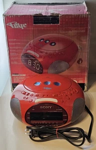 Red Vintage SONY Dream Machine PSYC ICF-CD831 Radio/CD Player/Alarm-WORKS GREAT! - Picture 1 of 17