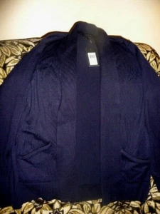 NWT WOMEN GORGEOUS CARDIGAN OPEN FRONT SZ M ROOMY LONG SLEEVE NAVY 2 POCKETS - Picture 1 of 3