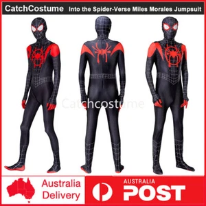 Adult Spiderman Into the Spider-Verse Miles Morales Costume Cosplay Jumpsuit - Picture 1 of 8