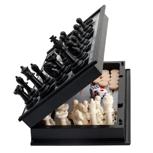 3 in 1 Magnet Schach Dame Backgammon Brettspiel Set Faltbar Brettspiel - Bild 1 von 7