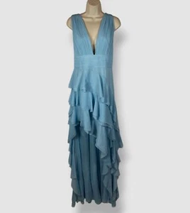 Alice + Olivia Women's Blue Holly Asymmetric Hem Gown Dress Size 14 - Picture 1 of 8