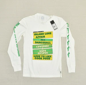 NEW Adidas Men's T Shirt Long Sleeve Cotton White Size XS Island Love Affair - Picture 1 of 8