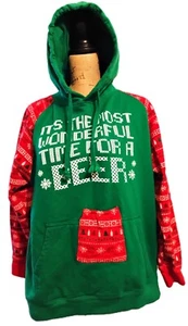 Spencer's "Most Wonderful Time for a Beer" Hoodie 1XLarge Ugly Sweater - Picture 1 of 3