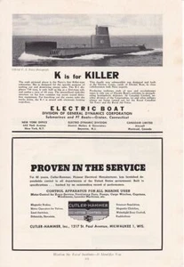1951 General Dynamics Ad-Print / USS K-1 U-Boot / Jimmy Carter was Officer - Bild 1 von 1