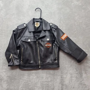 Genuine Harley Davidson Jacket Kids 4 Faux Leather Logo Biker Motorcycle - Picture 1 of 11