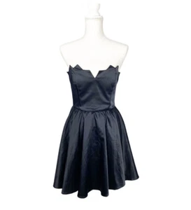 Keepsake the Label Women Strapless Dress Size 6 Black Satin Fit & Flare Cocktail - Picture 1 of 7
