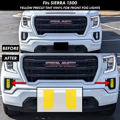 For 2019-2021 GMC Sierra 1500 YELLOW Fog Light Vinyl Front Overlay Tint - Imagem 1 de 4