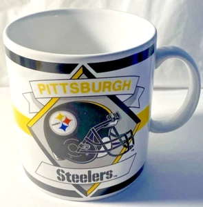 Pittsburgh Steelers 20 Oz Coffee Mug White Yellow Black Russ Berrie Co Team NFL - Picture 1 of 21