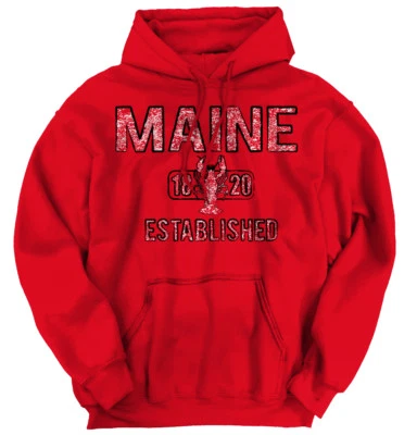 Cool Maine State Lobster ME Established 1820 Hoodie Hooded Sweatshirt Men Women - Image 1 of 4