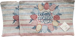 2er Set Gobelin Tischsets (13x19") FROHE OSTERN ZORN AUS BUNTEN EIERN, Marke - Bild 1 von 11
