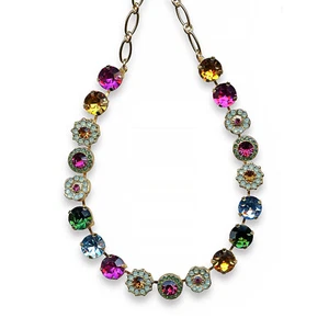 Necklace By Mariana Woman Precious Fuchsia and Topaz Swarovski Crystals - Picture 1 of 6