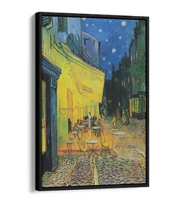 VAN GOGH CAFE TERRACE AT NIGHT -FLOAT EFFECT CANVAS WALL ART PIC PRINT- BLUE - Picture 1 of 12