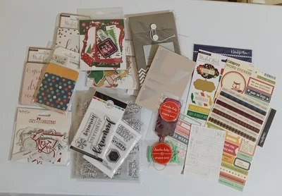 Lot Stickers Embellishments Stamps die cuts Scrapbook paper craft journal cards - Image 1 of 4