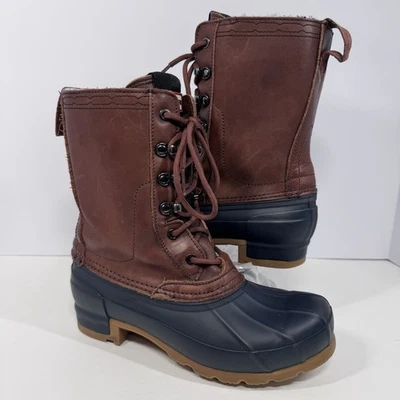 Hunter Mujer US6 EU37 Cuero Marrón Azul Marino Goma Pato Botas Forradas de Vellón UK4 Foto 1 de 4