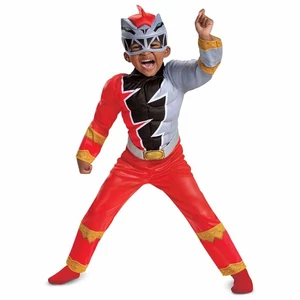 Red Ranger Deluxe Power Rangers Dino Fury Superhero Toddler Boys Costume 3T-4T - Picture 1 of 3