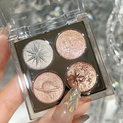 4 Colors Eyeshadow Palette Glitter Matte Pearlescent Highlighter Long Lasting ^ - Image 1 of 4