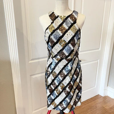 NUEVO VESTIDO VAQUERO CHELSEA VIOLETA MEDIO NEGRO MULTI LENTEJUELAS CEÑIDO AL CUERPO RECORTADO ESPALDA Foto 1 de 4