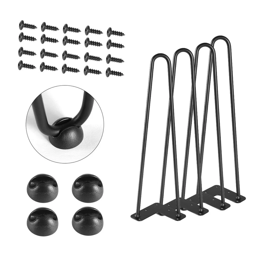 TE DEUM 16 Patas de Mesa de Centro Horquilla Negro Satinado Juego de 4 Metal Resistente Moderno... Foto 1 de 4