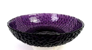 Murano Studio Art Glass Amethyst Pebble Textured 8 1/4" Round Fruit Bowl 1970-90 - Picture 1 of 8