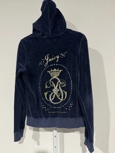Juicy Couture Top Pant NAVY Luxury Velour Match set tuta vintage Y2K taglia XL - Foto 1 di 19