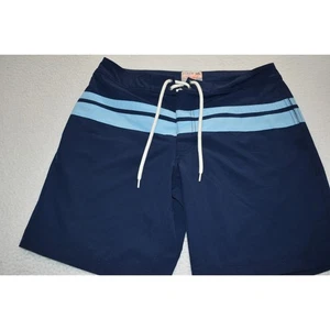 J Crew Lined Swimming Trunks Shorts Mens Size 32 Flex Stretch Blue Striped - Picture 1 of 5