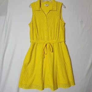 SOHO Apparel Ltd Womens Dress Sz16W Sleeveless Button Front Under Cami Yellow - Picture 1 of 16