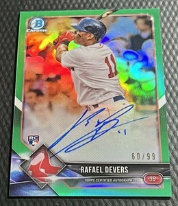 2018 Bowman Chrome Rafael Devers Auto 60/99 Green Refractor Rookie #CRA-RD - Picture 1 of 4