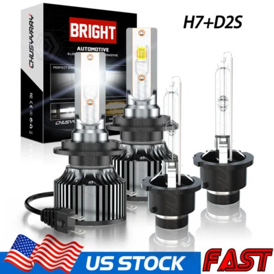 For Mercedes-Benz CL500 1998-2009 4X H7+D2S LED HID Headlight Bulbs Hi Low 6500K - Image 1 of 4