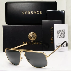 Versace Sunglasses Gold Black Medusa Square Meander MOD 2242 1002/87 - Picture 1 of 12