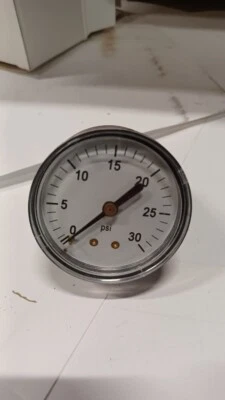 0-30 psi Pressure Gauges, 2" face, , 1/4" npt rear mount Tel-tru 2051BP4C1C6A - Image 1 of 3