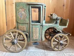Drewniany powóz konny oryginał około 1850 roku z pięknym herbem malarskim - Zdjęcie 1 z 16