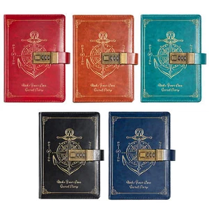 Retro Password Notebook With Lock Diary Book Notebook Vintage Sub-Password Lock - Picture 1 of 17