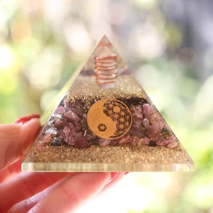 Watermelon Tourmaline Orgone Pyramid 75mm EMF and 5G Energy Healing Protection - Picture 1 of 10