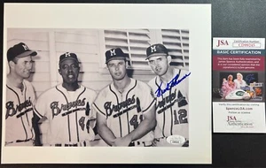 Frank Thomas Signed B&W Photograph JSA w/COA #12 MLB Milwaukee Braves (d.2023)! - Picture 1 of 4