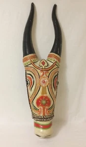 Macabre Hand Made Paper Mache Cow Skull Wall Decor  - Picture 1 of 12