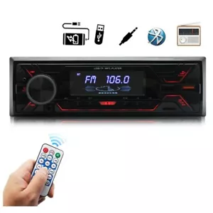 12V Single 1 Din Car Radio Stereo Audio Bluetooth FM MP3 Player Unit In-Dash USB - Picture 1 of 10