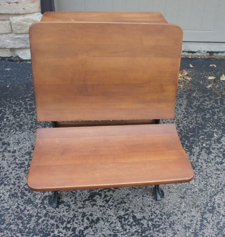 Antique Cast Iron & Wood Child's School Writing Desk w/fold-away seat home decor Cover