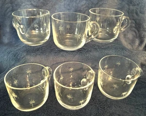 SET(S) OF 6 C G QUARTZEX CRYSTAL STRAIGHT SIDE STAR DUST PUNCH CUPS (3 AVAIL)-EC - Picture 1 of 3