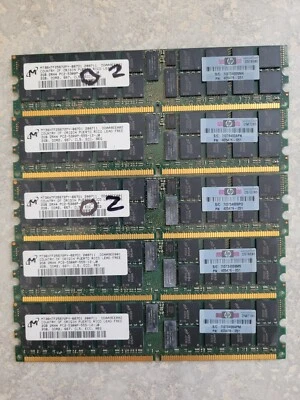 408853-B21 HP 10GB (5x 2GB) PC2-5300 DDR2-667MHz ECC REG 2Rx4 Memory 405476-051 - Image 1 of 2