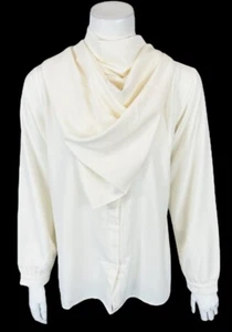 NWOT Linea by Louis Dell'Olio Crew-Neck Button-Front Blouse w/ Scarf In Ivory 16 - Picture 1 of 4