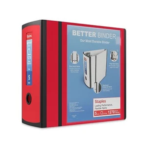 Staples 5" 3-Ring Better Binder Red 2/Pack ST55818-CCVS - Picture 1 of 8