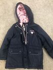 Oshkosh B'gosh Girls M 5-6 Navy Hearts Pink Fleece Line Hooded Jacket Coat