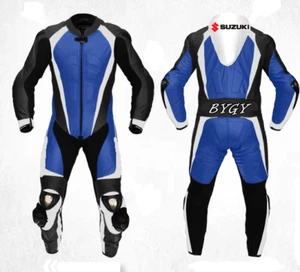 Suzuki Motocicleta Traje Multi Color Cuero Moto Deporte Carreras Armor Protector - Bild 1 von 3