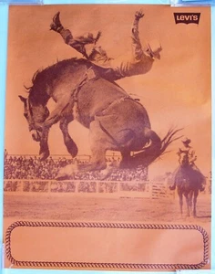 Levi's Jeans Poster, 1975: Rodeo Rider on Bronco - Picture 1 of 2