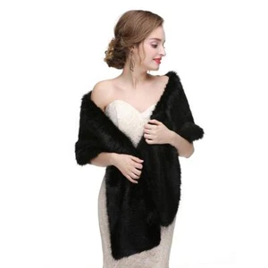 Women's Large 1920 Faux Fur Shawl Bridal Wedding Fur Wraps and Bolero Faux Mi... - Picture 1 of 9