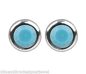 December Birthstone 4mm Turquoise Crystal Gem Ear Studs Earrings + gift bag - Picture 1 of 2